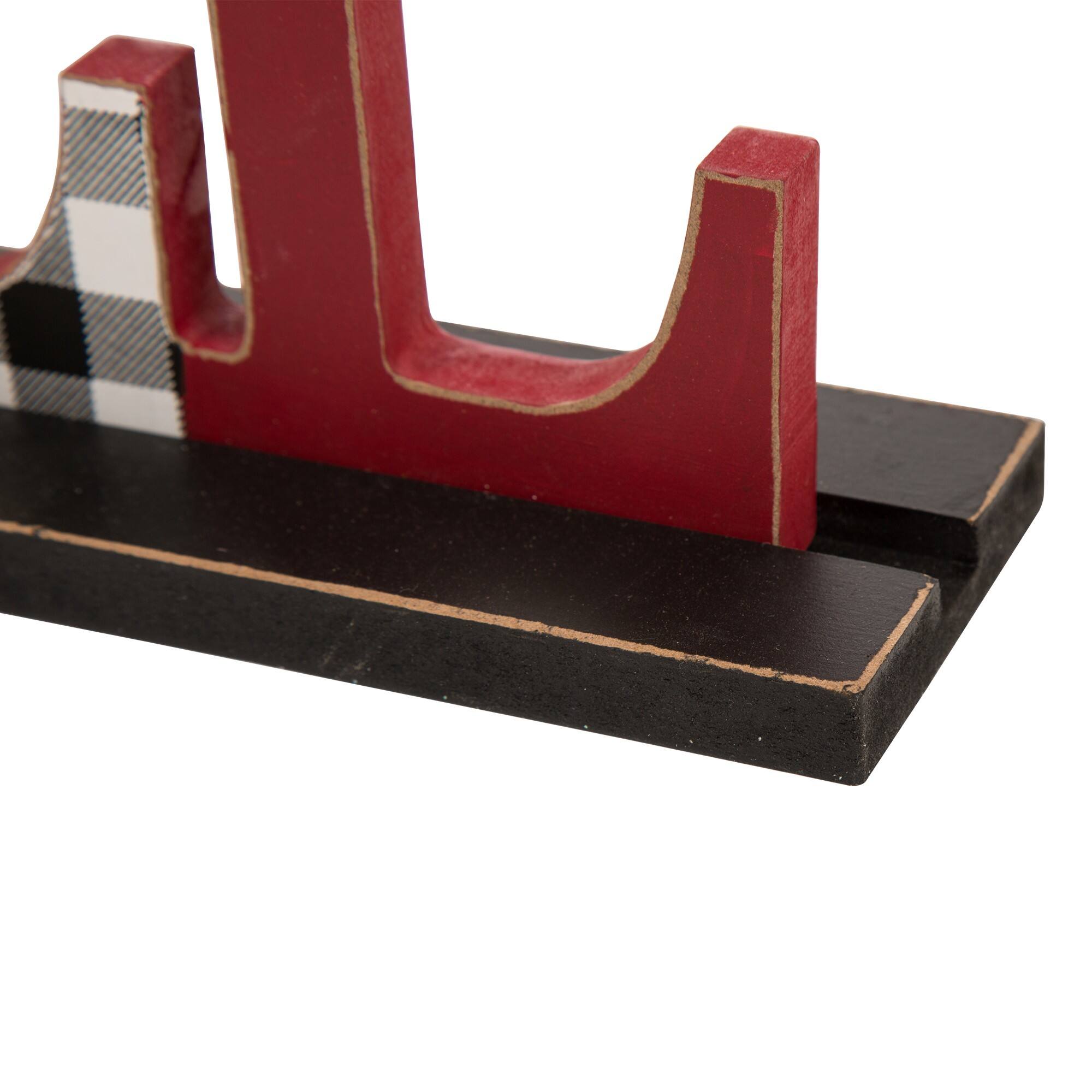 Glitzhome® 15" Wooden Plaid "NOEL" Tabletop Décor